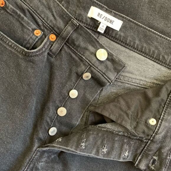 RE/DONE 70’s Stove Pipe Straight Leg Jeans‎ Faded Black Size 26 - Picture 8 of 12